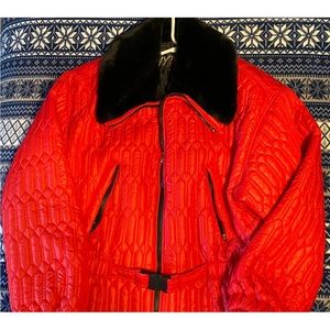 Vintage NY Tech 10018 red faux fur dress jack size L